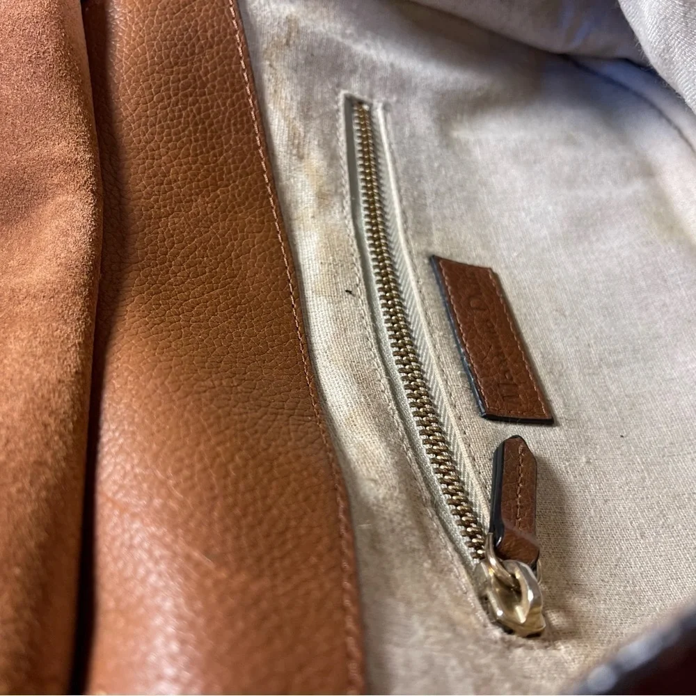 Massimo Dutti Genuine Brown Leather Saddle Crossbody Bag Flap Shoulder Purse